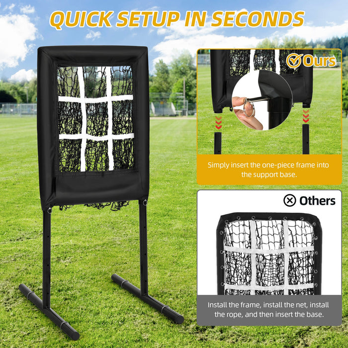 9 Hole Portable Baseball Pitching Net With Strike Zone