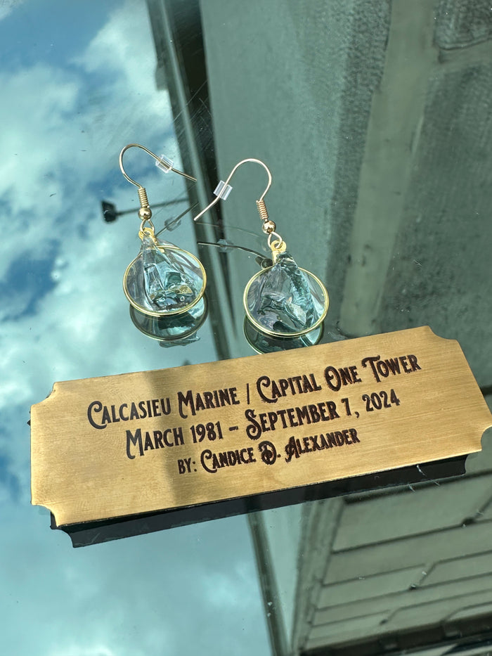 Tower Glass Gold Open Round Drop Earrings
