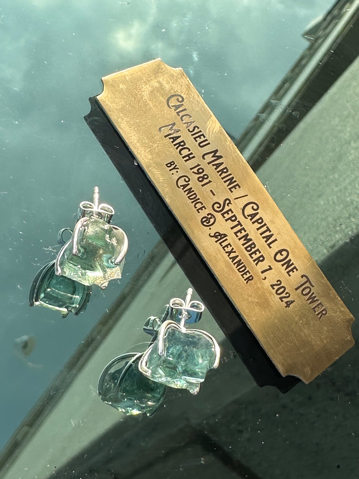 Tower Glass 4-Prong Sterling Silver Earrings