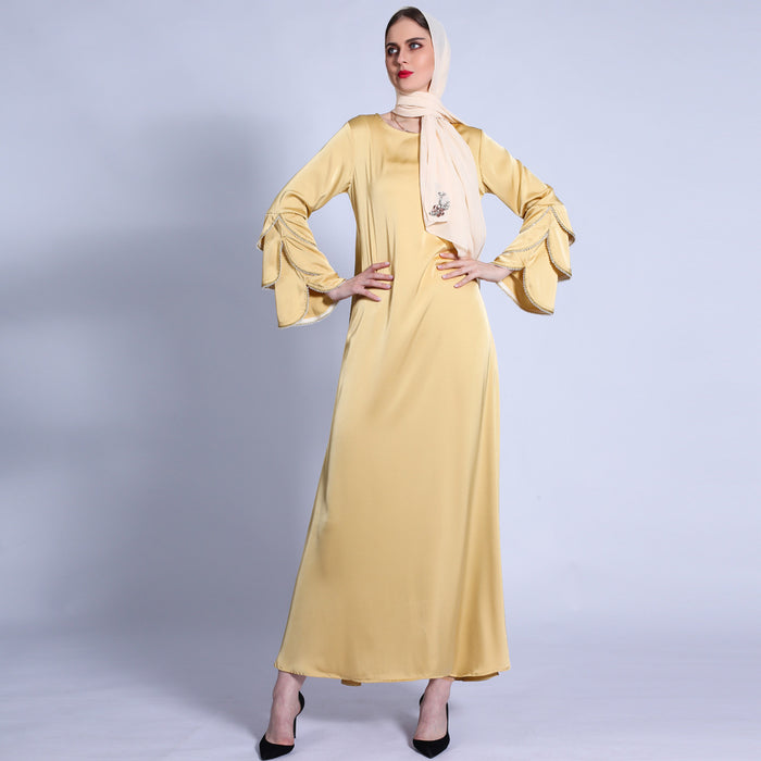 A Line Muslim Photography Dresses 2021 Long Sleeve Beaded Maxi Dress