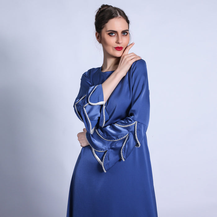 A Line Muslim Photography Dresses 2021 Long Sleeve Beaded Maxi Dress