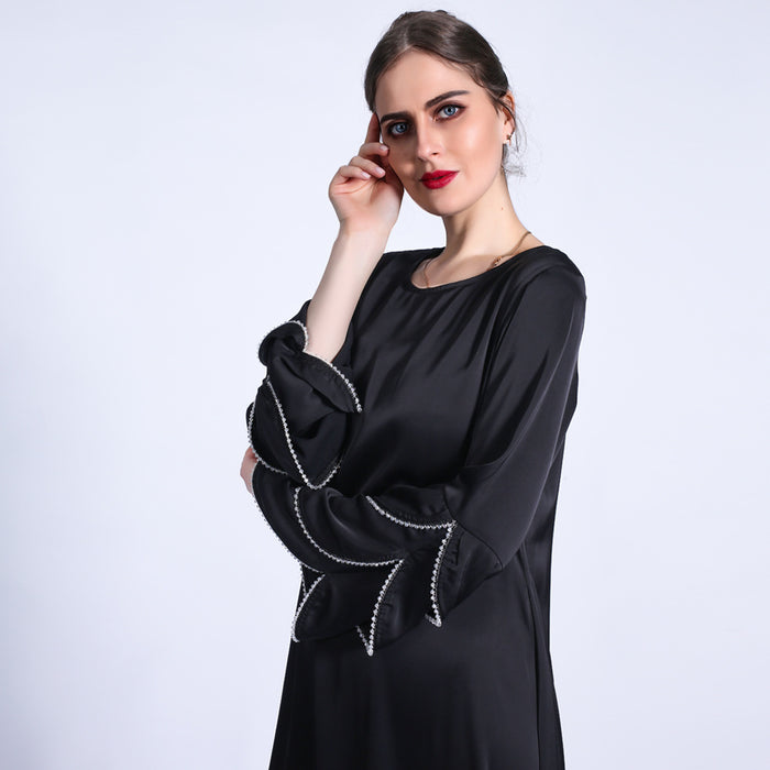 A Line Muslim Photography Dresses 2021 Long Sleeve Beaded Maxi Dress