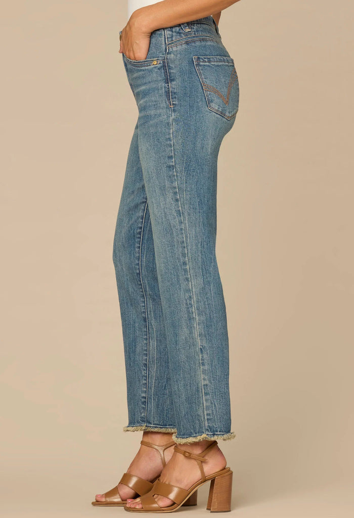 “Ab”solution® High Rise Fray Hem Slim Straight Jean