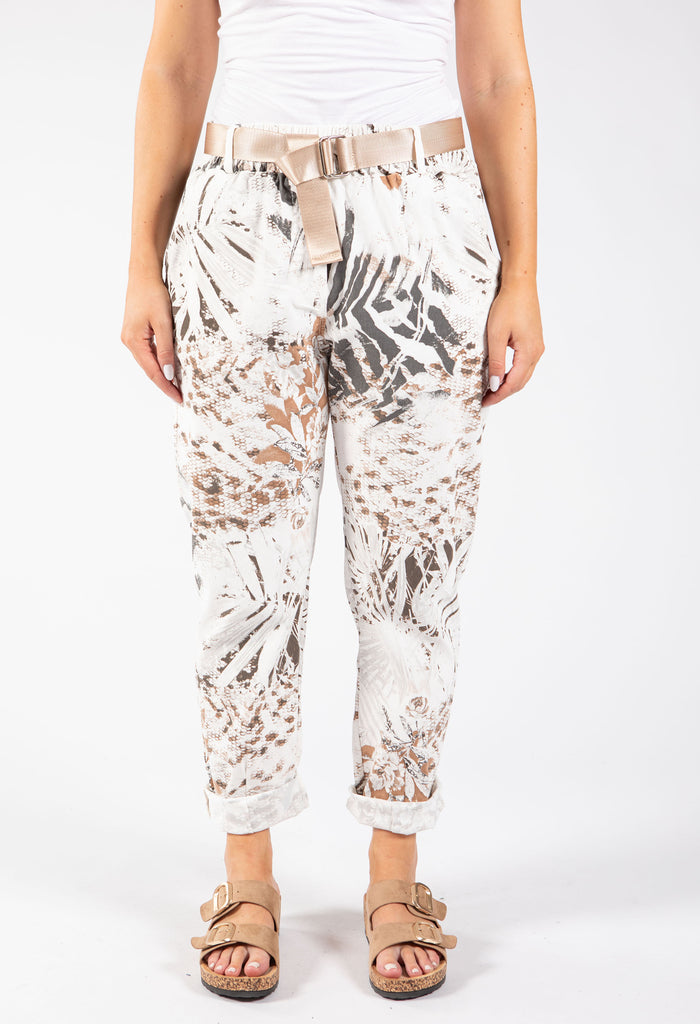 Abstract Print Belted Joggers