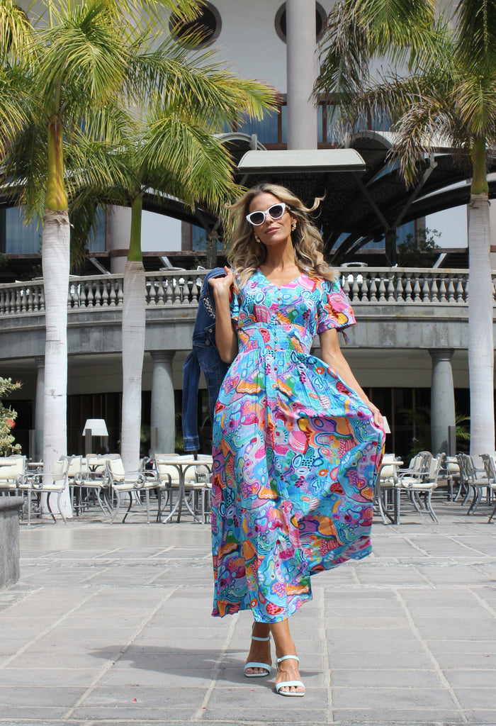 Abstract Print Midi Dress