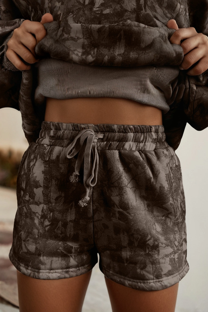 Abstract Round Neck Two piece Camo Girl Set