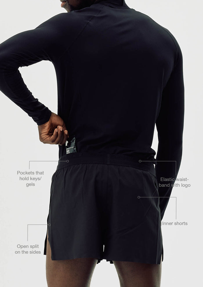 Active Split Shorts, Men - Black Onyx