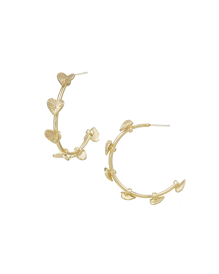 Adorned Open Heart Hoop Earrings in Gold