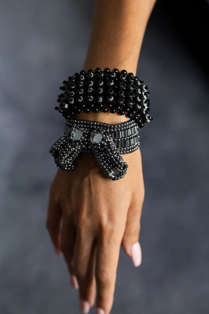 handmade modular bracelet from polymer metal beads by object and dawn
