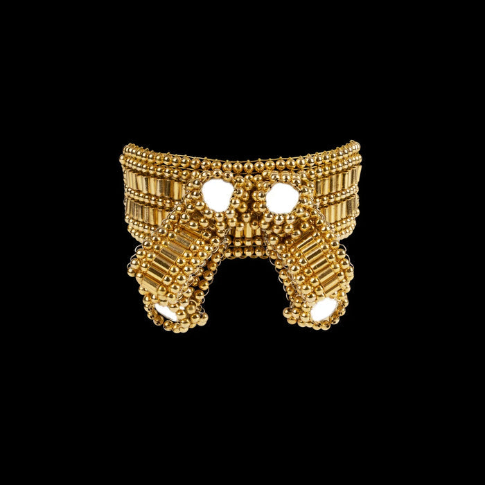 Object & Dawn ghost images of Amaya Bow band 22k gold wash front view ghost image