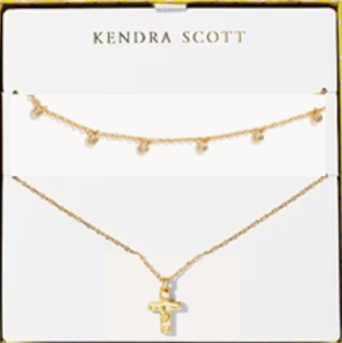 Amelia Cross Necklace Gift Set in Gold White Crystal