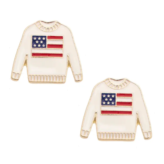 Americana Pullover Stud Earrings in Red, White, & Blue