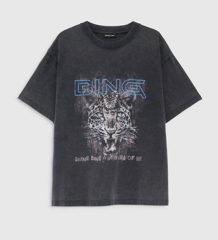 Anine Bing Cade Tee Leo Muse - Washed Black
