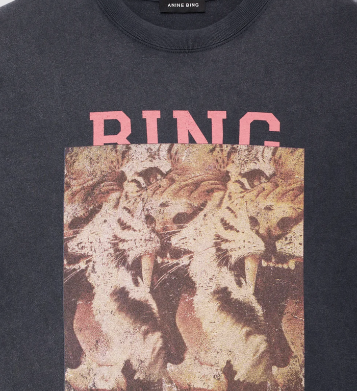 Anine Bing Cade Tee Tiger Bing - Washed Black