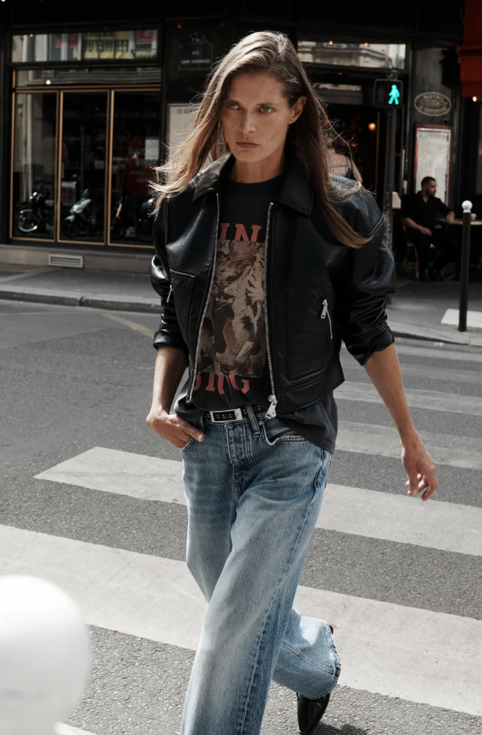 Anine Bing Cade Tee Tiger Bing - Washed Black