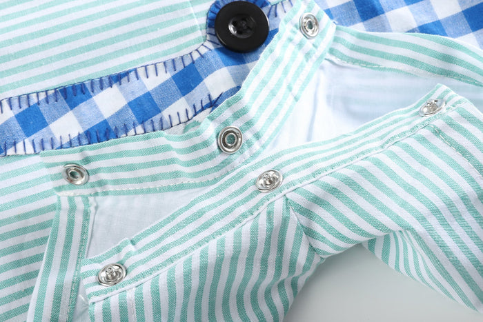 Aqua Striped Gator Shortall - Lil Cactus