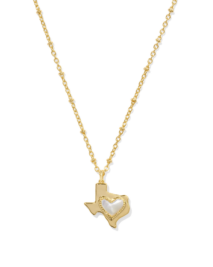 Ari Heart Texas Pendant Necklace Gold White Mix