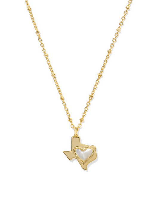 Ari Heart Texas Pendant Necklace Gold White Mix