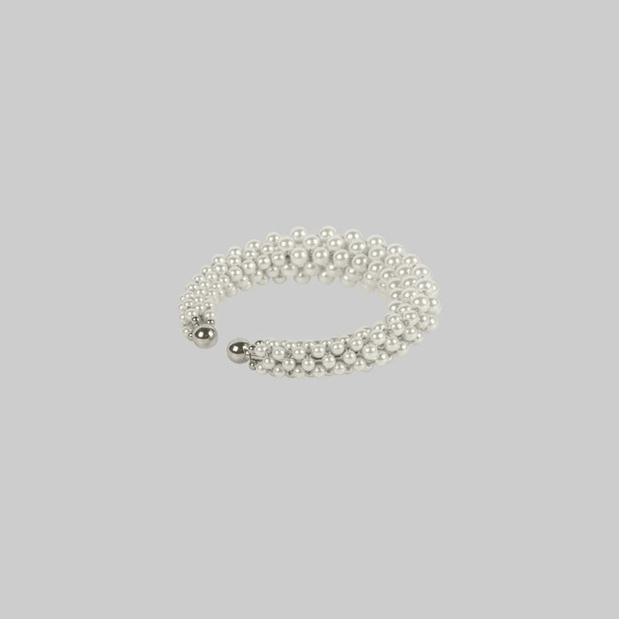 handcrafted modular beaded supple cuff in pearl by object and dawn