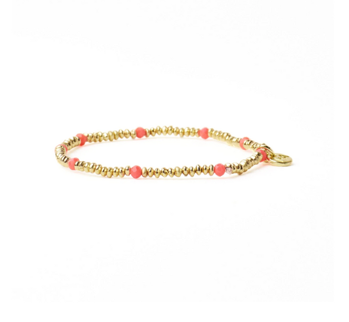 Ashley Crystal Stretch Bracelet Coral/Gold