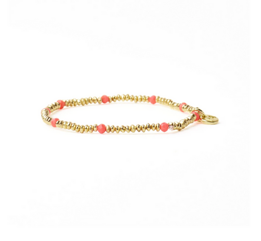 Ashley Crystal Stretch Bracelet Coral/Gold