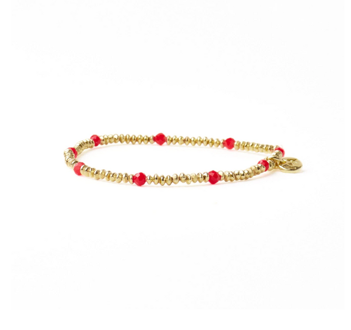 Ashley Crystal Stretch Bracelet Red/Gold