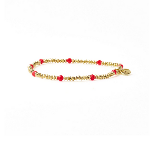 Ashley Crystal Stretch Bracelet Red/Gold