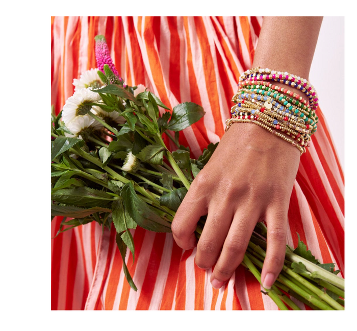 Ashley Crystal Stretch Bracelet Red/Gold