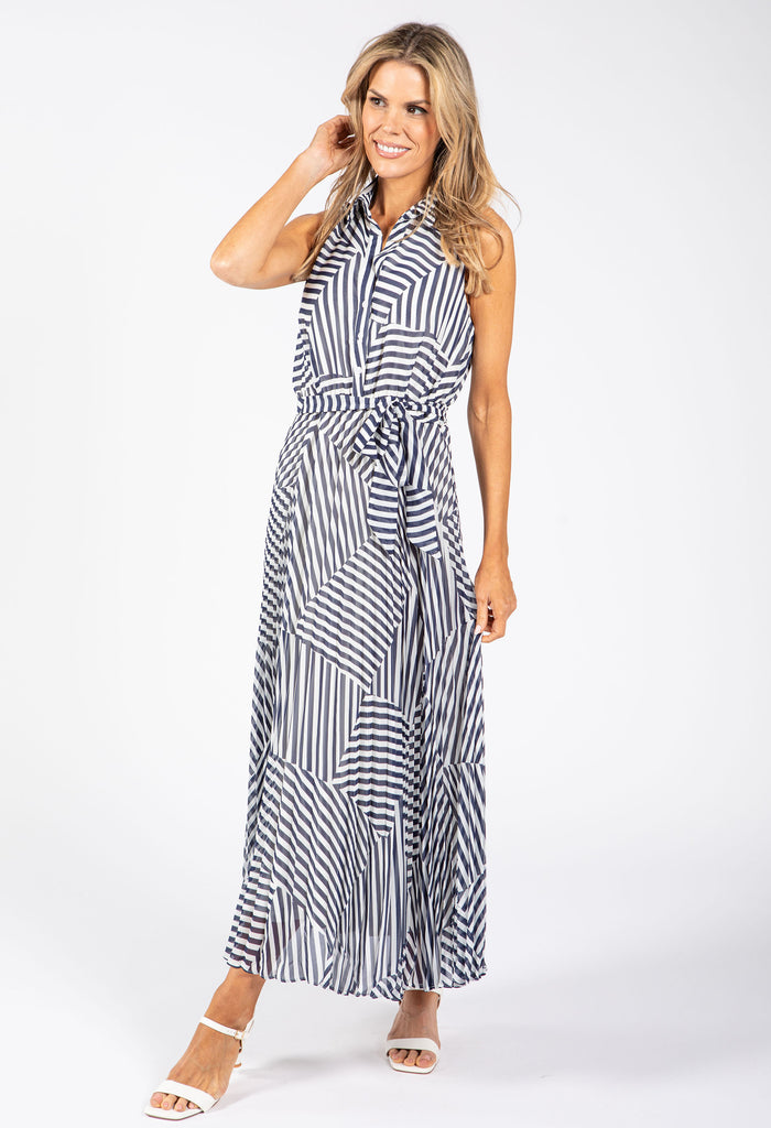 Asymmetrical Striped Shirt Dress
