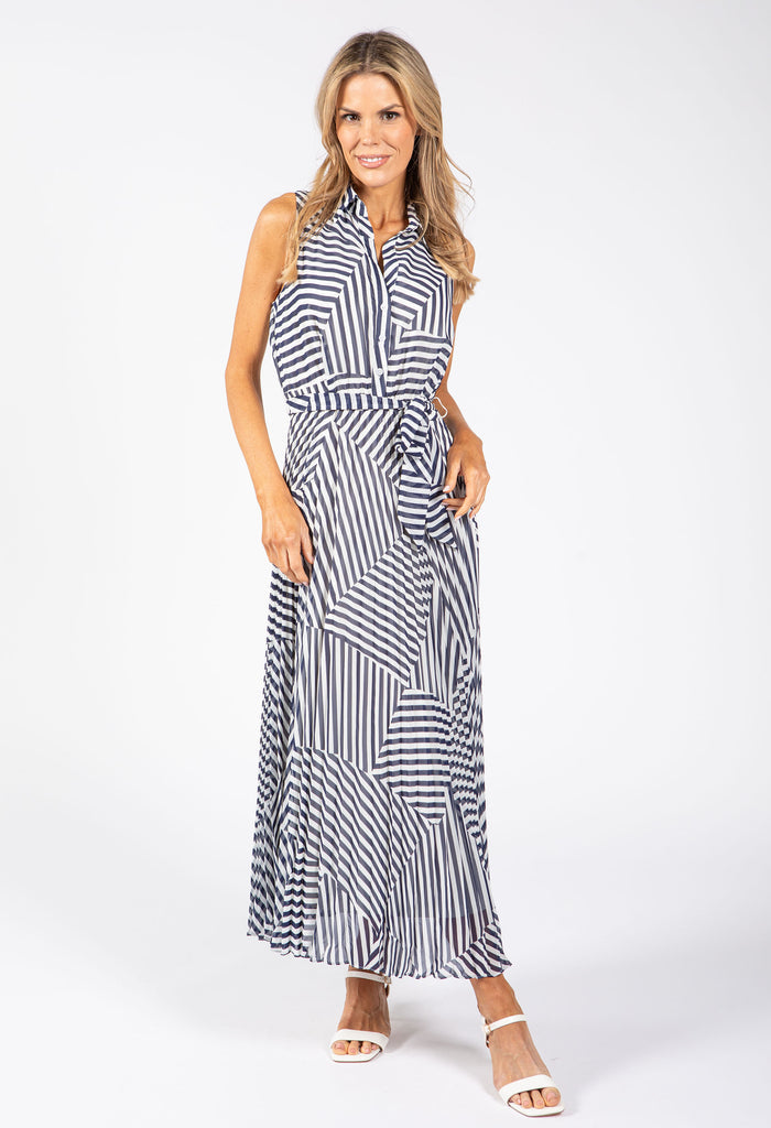 Asymmetrical Striped Shirt Dress