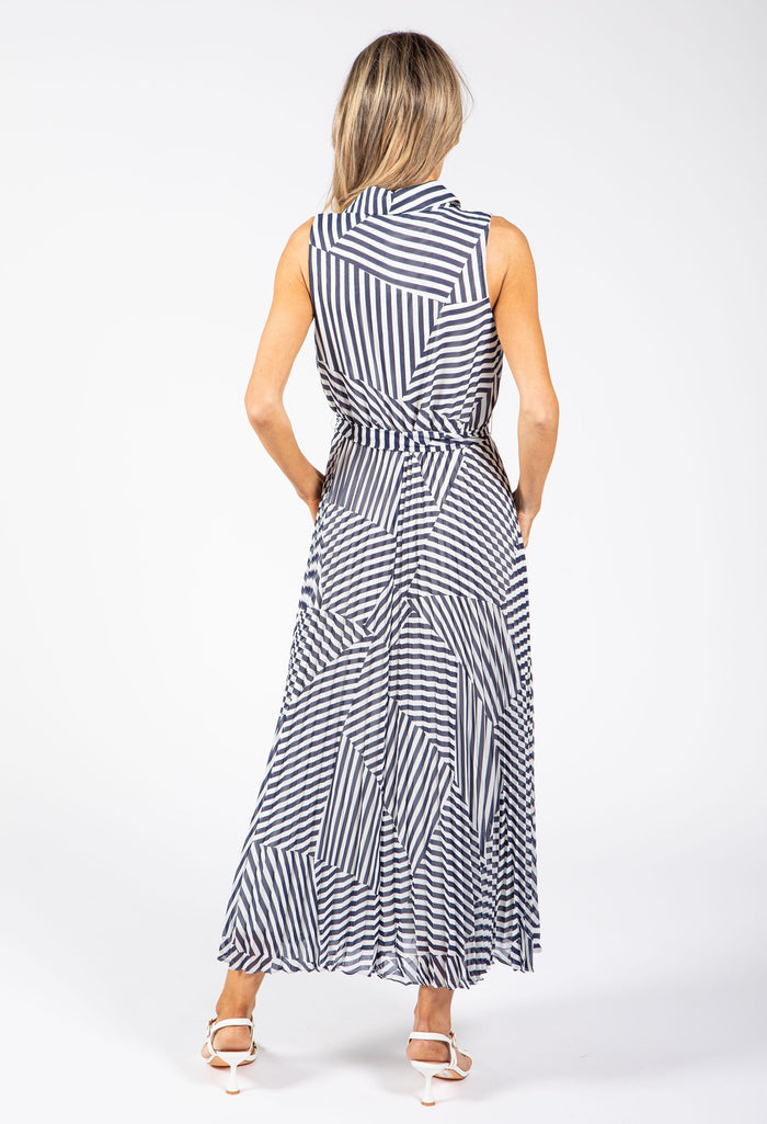 Asymmetrical Striped Shirt Dress