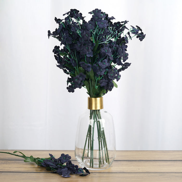 Baby Breath Bush Artificial Silk Flowers - Navy Blue