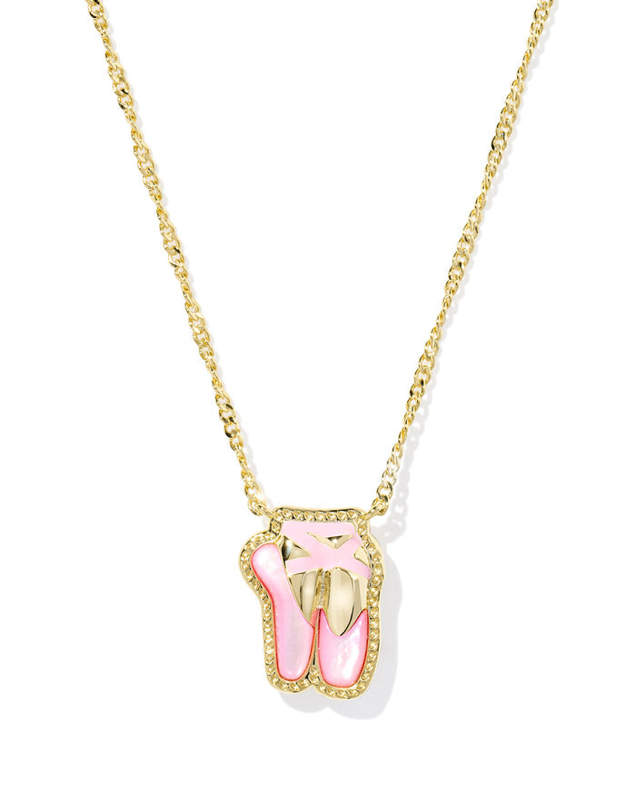 Ballet Short Pendant Necklace in Gold Blush Mother of Pearl