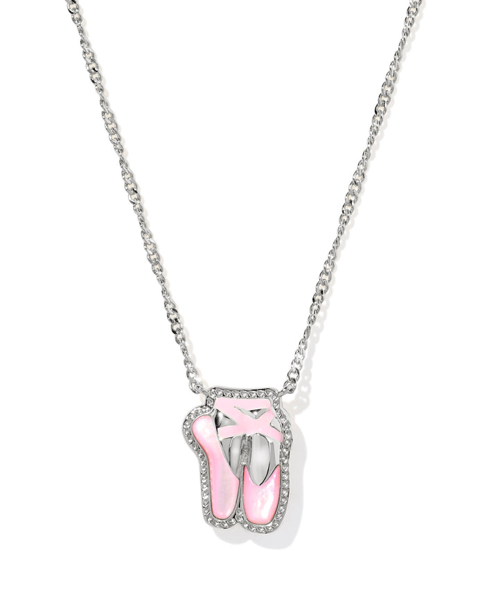 Ballet Short Pendant Necklace in Rhodium Blush Mother of Pearl