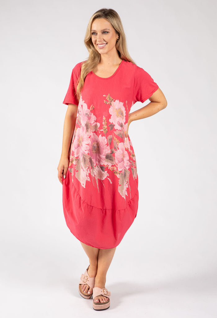 Balloon Hem Floral Dress