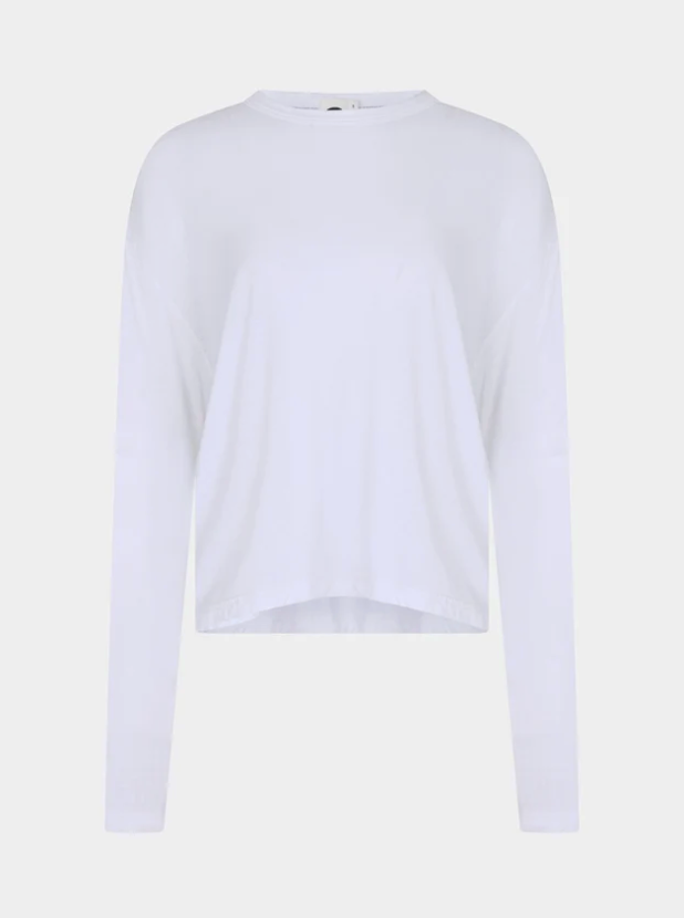 Bassike Curved Hem Htg L/S T-Shirt - White