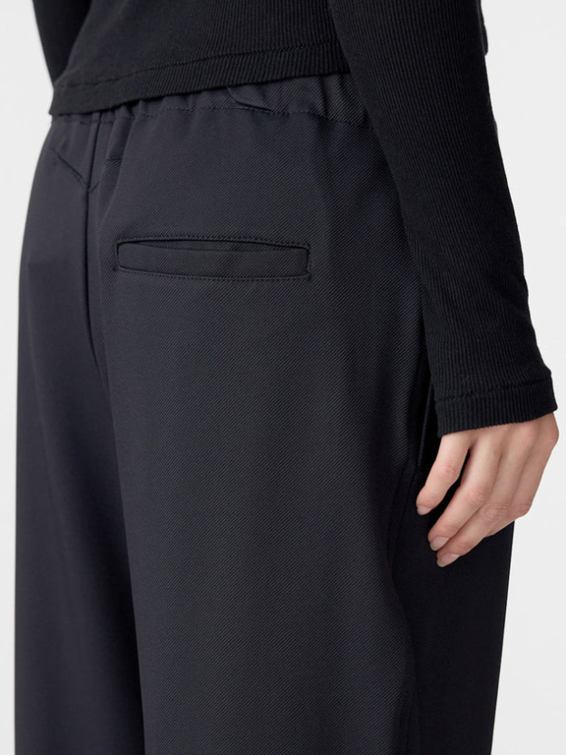 Bassike Twill Pleat Pull On Pant - Black