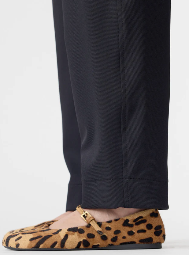 Bassike Twill Pleat Pull On Pant - Black