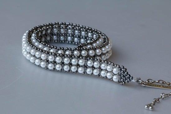 Handmade beaded polymer metal beads and syntethic japanese pearl by object and dawn