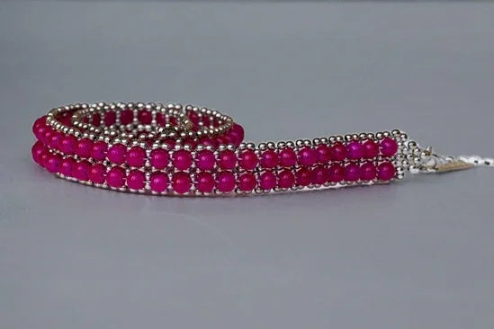 Handmade beaded polymer metal beads with cystals by object and dawn close up by object and dawn