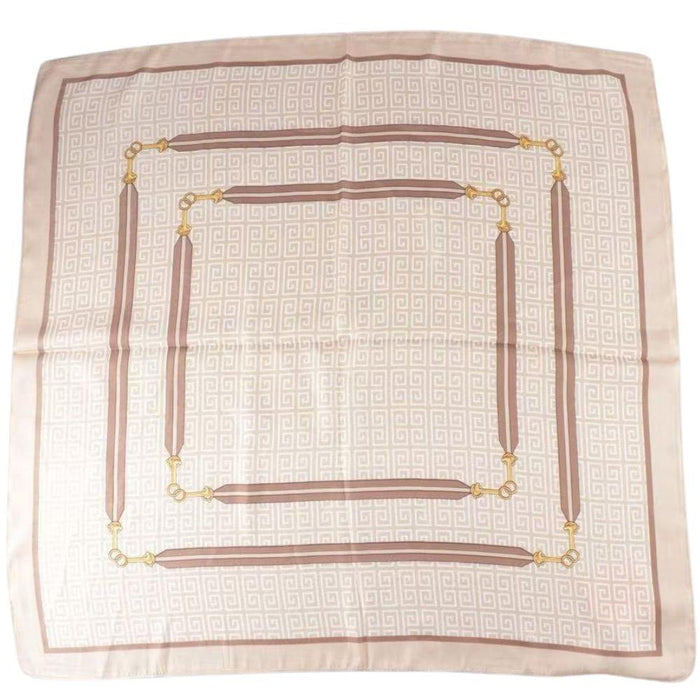 Beige Chain Pattern Silky Scarf
