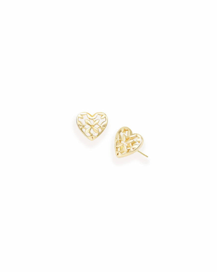 Believer Heart Stud Earrings in Gold
