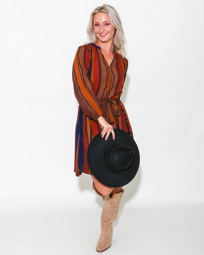 Belted Abstract Dress