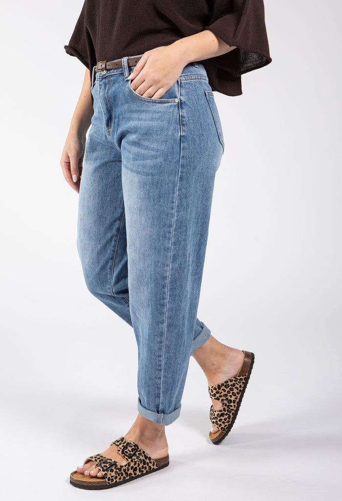 Belted Barrel Jeans