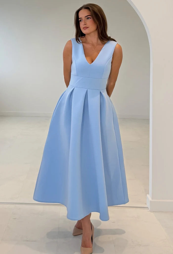 Bethany V-Neck Skater Midi Dress