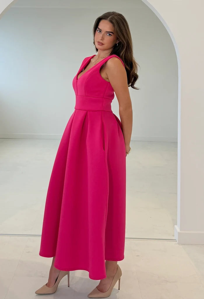 Bethany V-Neck Skater Midi Dress
