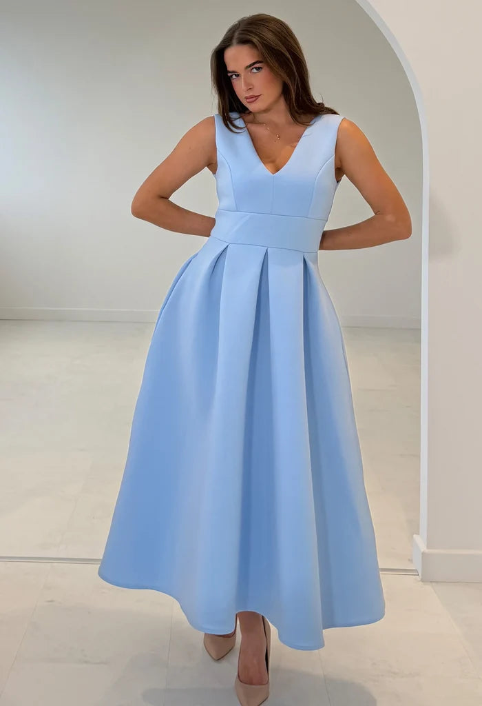 Bethany V-Neck Skater Midi Dress