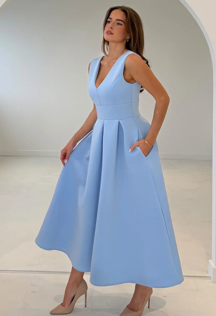 Bethany V-Neck Skater Midi Dress