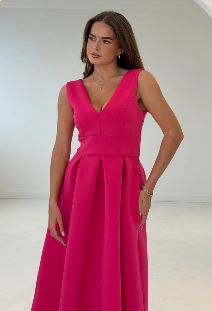 Bethany V-Neck Skater Midi Dress