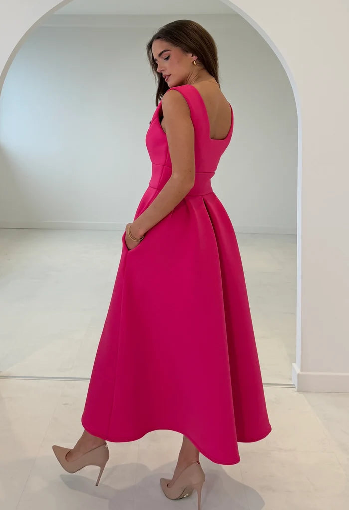 Bethany V-Neck Skater Midi Dress